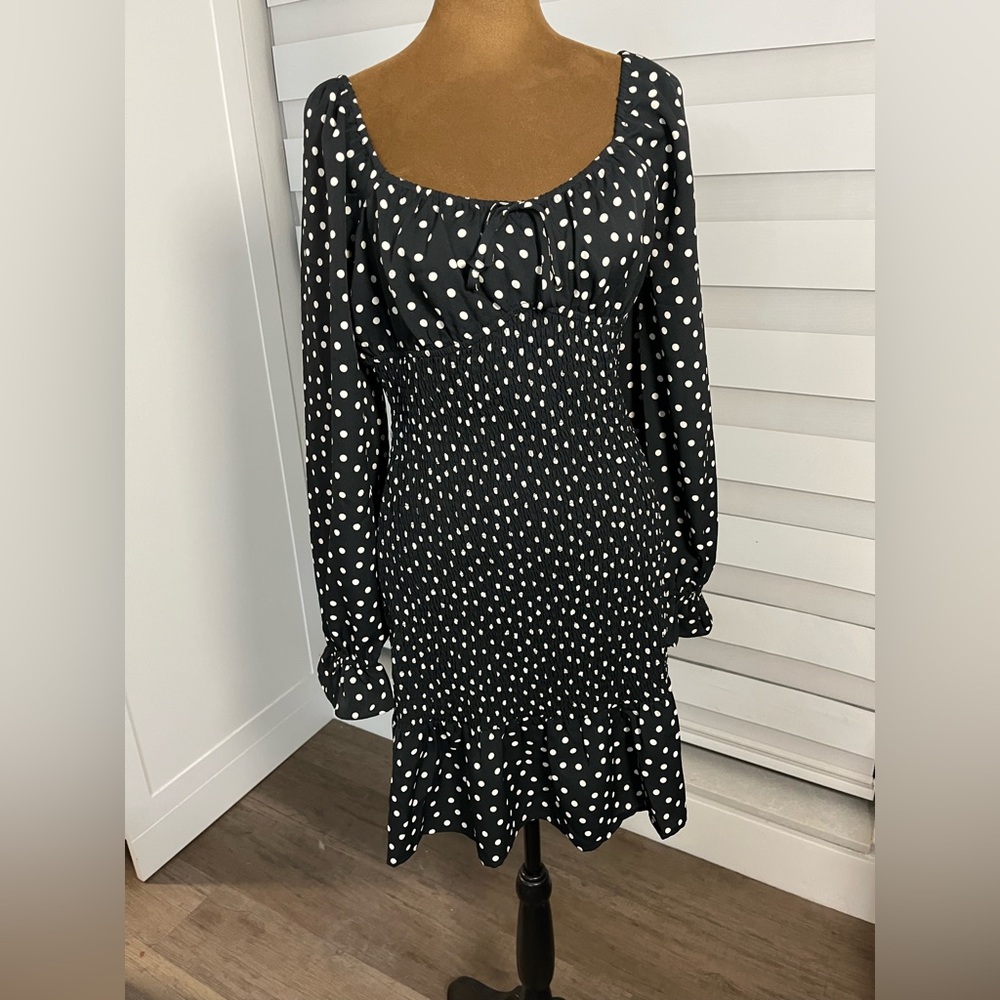Express Polka Dot smocked dress size Medium